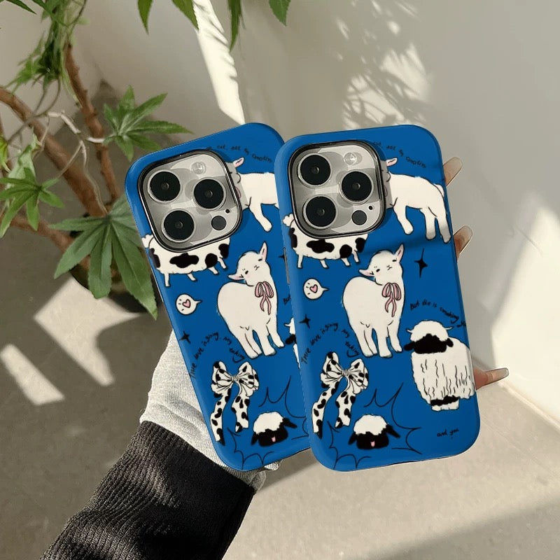 Acrylic little lamb iPhone case in blue, coquette aesthetic