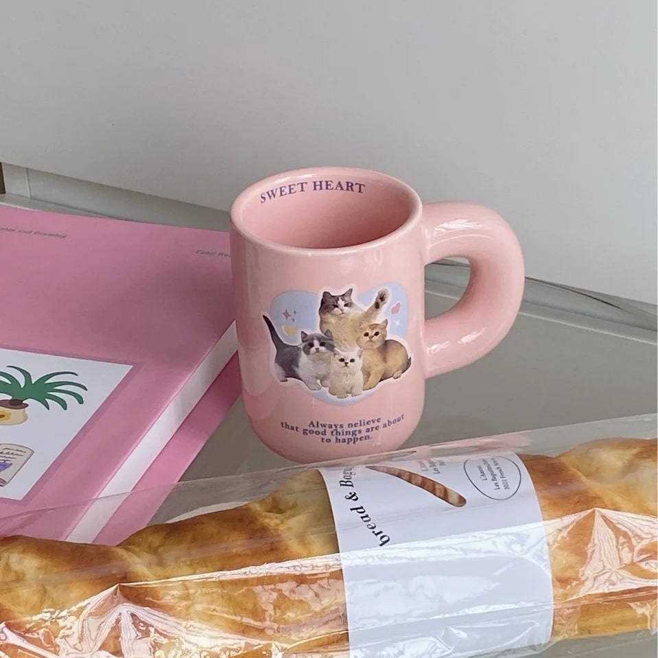 Aesthetic Pink Decor Mug with Chubby Handle