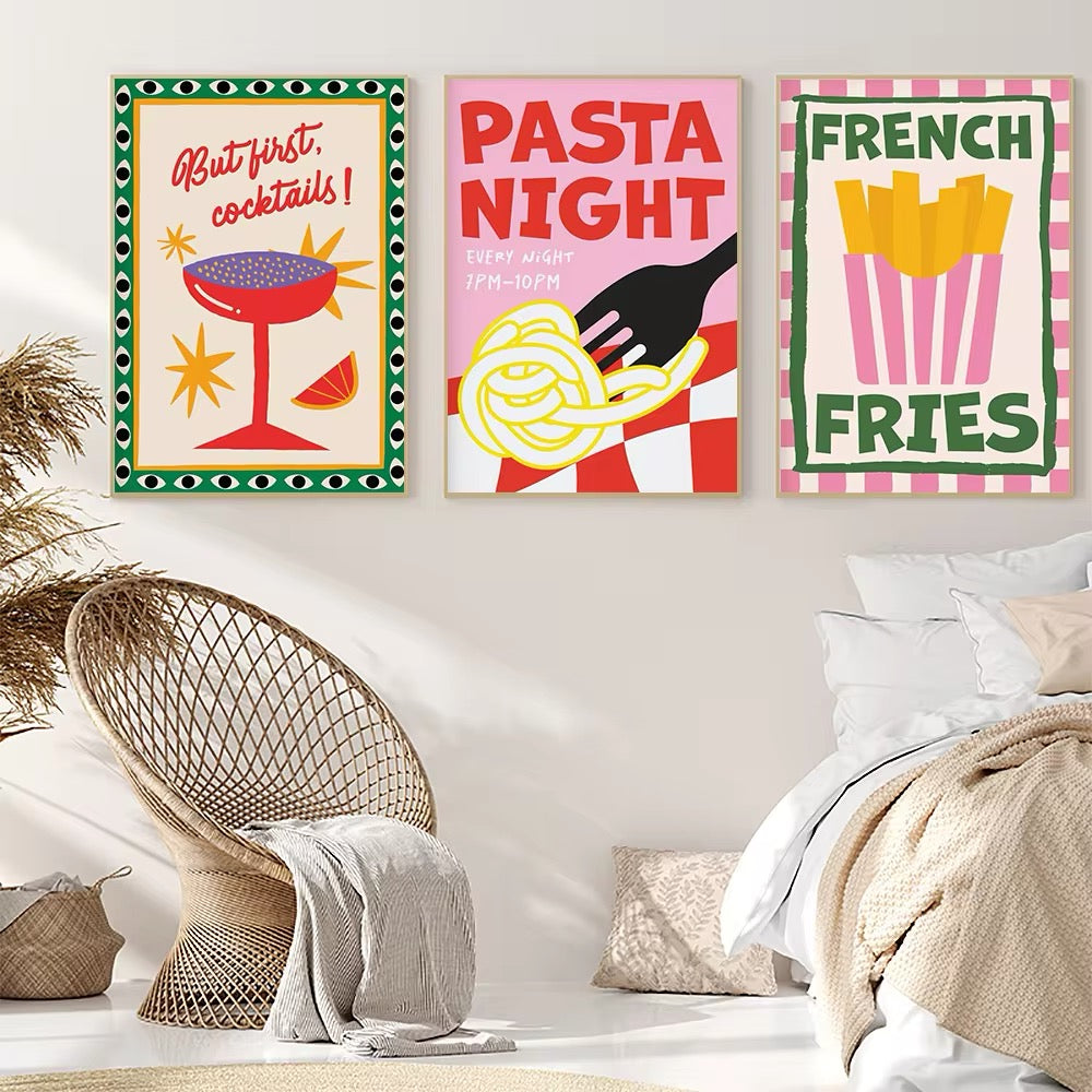 Colorful Food Poster: Colorful Canvas Art for Kitchen Decor