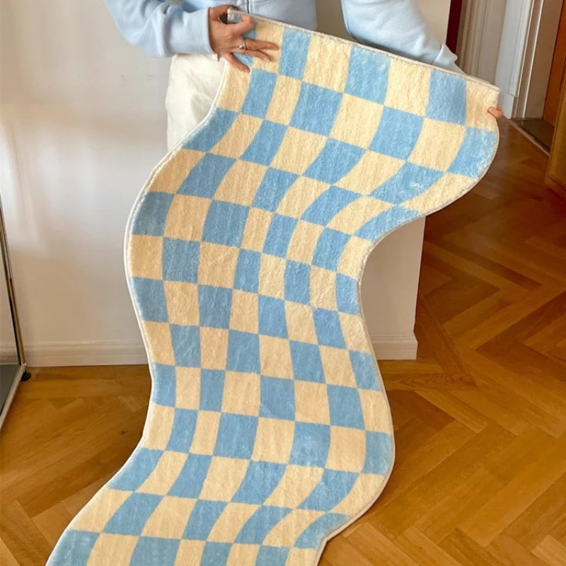 Curvy Edge Pastel Checker Rug - Danish Pastel Decor Carpet