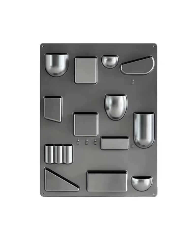 Metallic mold with various geometric shapes on a white background