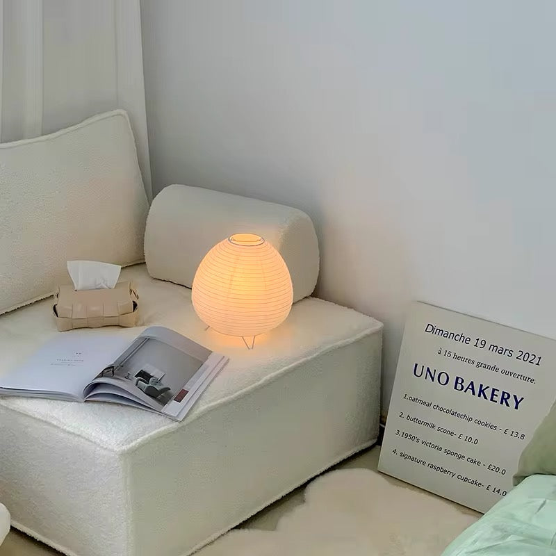 Japanese style modern table lamp with rice paper shade for cozy decor