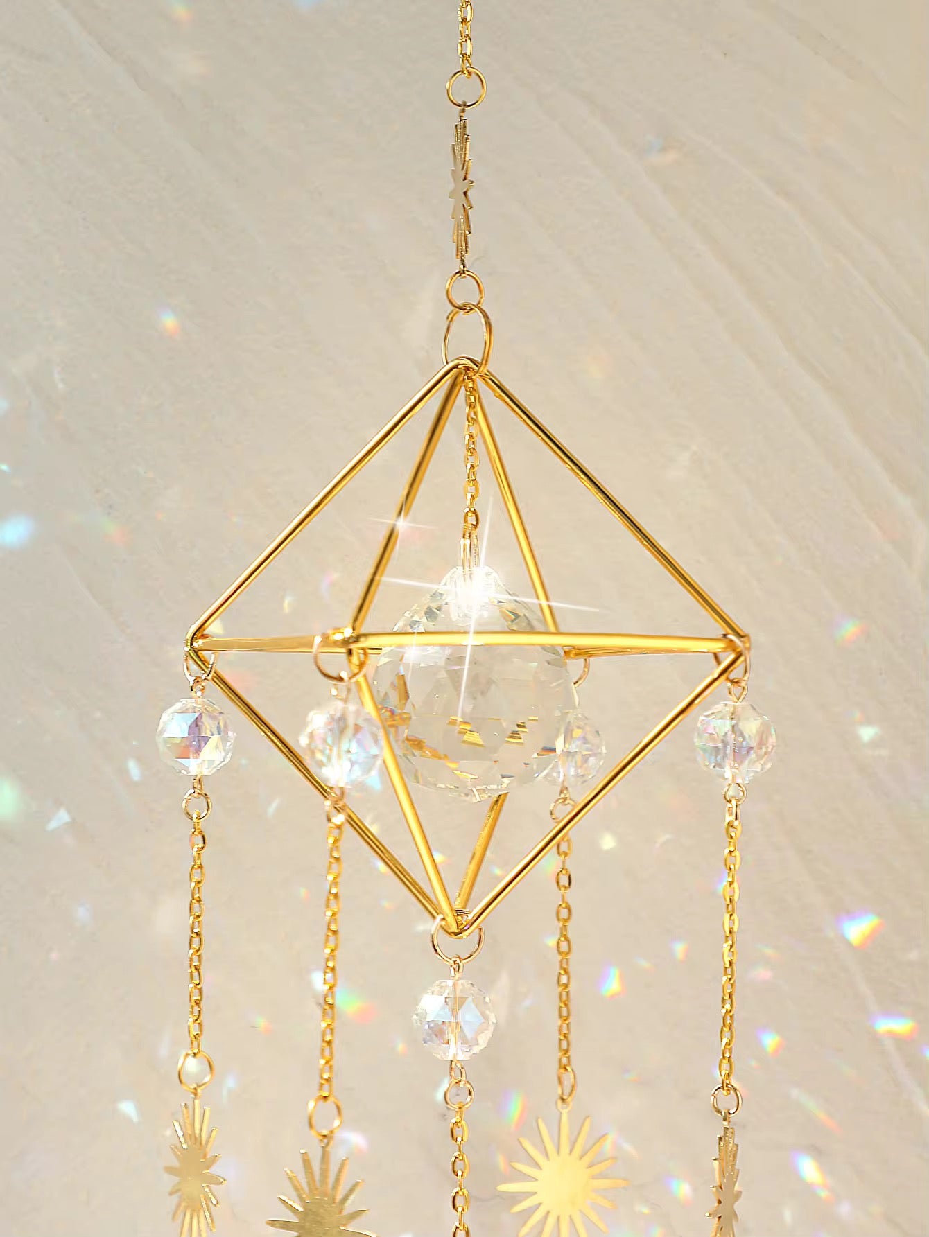 Crystal rainbow suncatcher as boho room decor