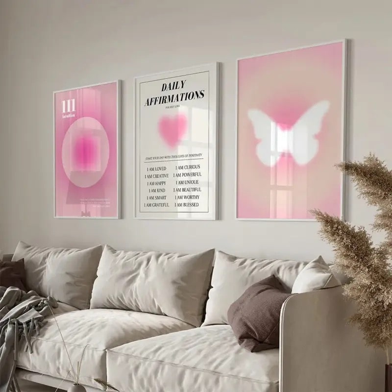 Angel number wall poster featuring 111, 222, 333 for spiritual aura energy