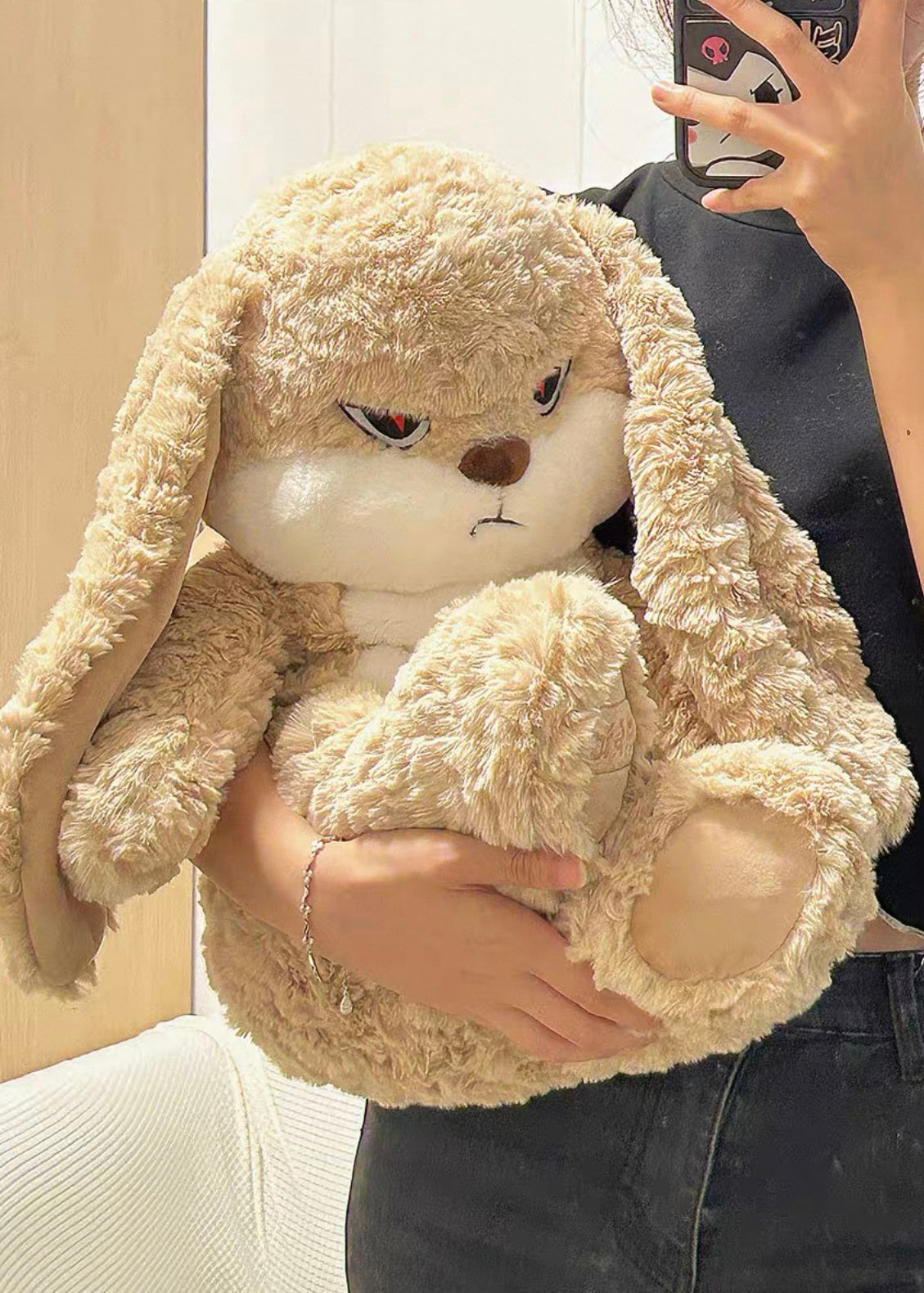Angry Rabbit Plush Toy - Kawaii Long-Eared Bunny for Gifting & Decor ...