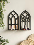 Wooden arch holder for gothic room display