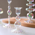 Decorative glass candlestick for taper and pillar candles