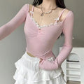 Ballet core long sleeve top in pink for summer