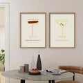 Minimalist cocktail wall art set for home bar