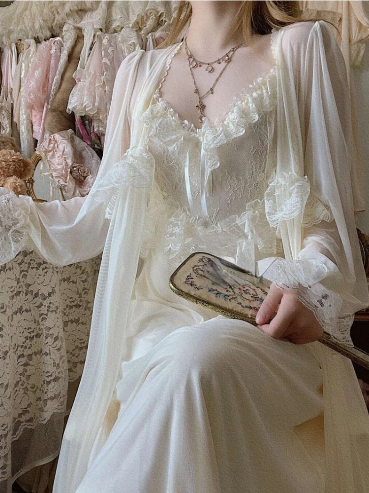 baroque silk dress Champagne Satin Lace Long Sleeve Rococo Baroque Dress
