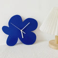 Blue wooden flower clock for living room decor