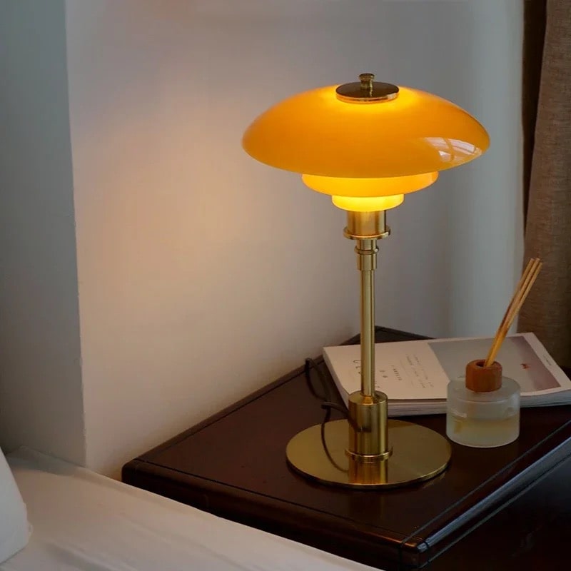 Bauhaus Orange Lamp with modern glass design, perfect for 80s retro decor