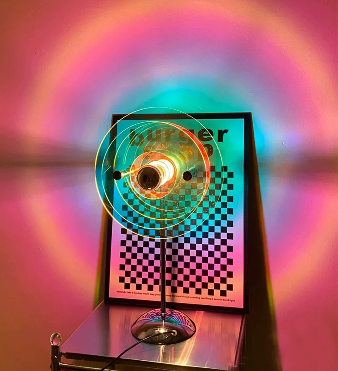 Bauhaus-inspired retro aura lamp with modern LED lighting for 80s vintage decor