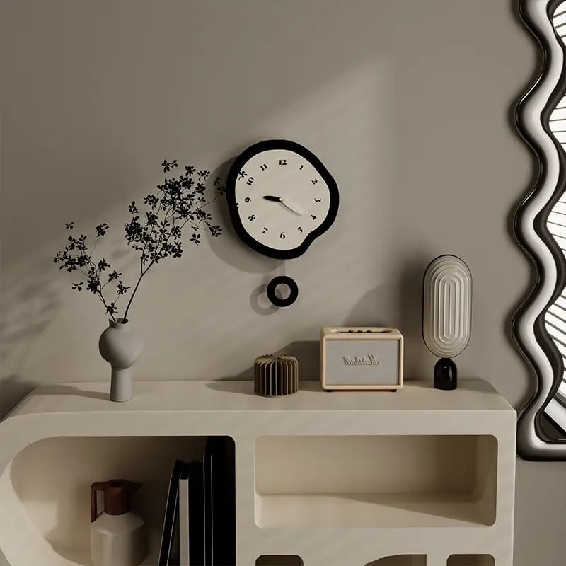 Scandinavian Minimalist Large Pendulum Wall Clock for Quiet Bedroom Environment