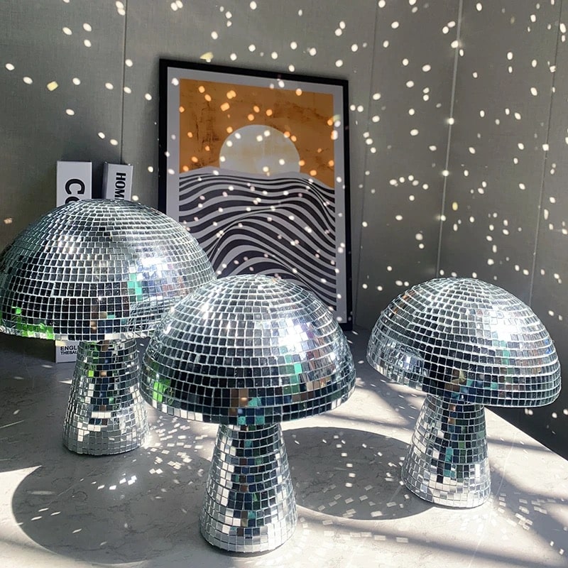 Christmas disco mushroom for vintage room decor