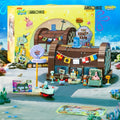 Colorful Krusty Krab restaurant scene from Bikini Bottom, building blocks