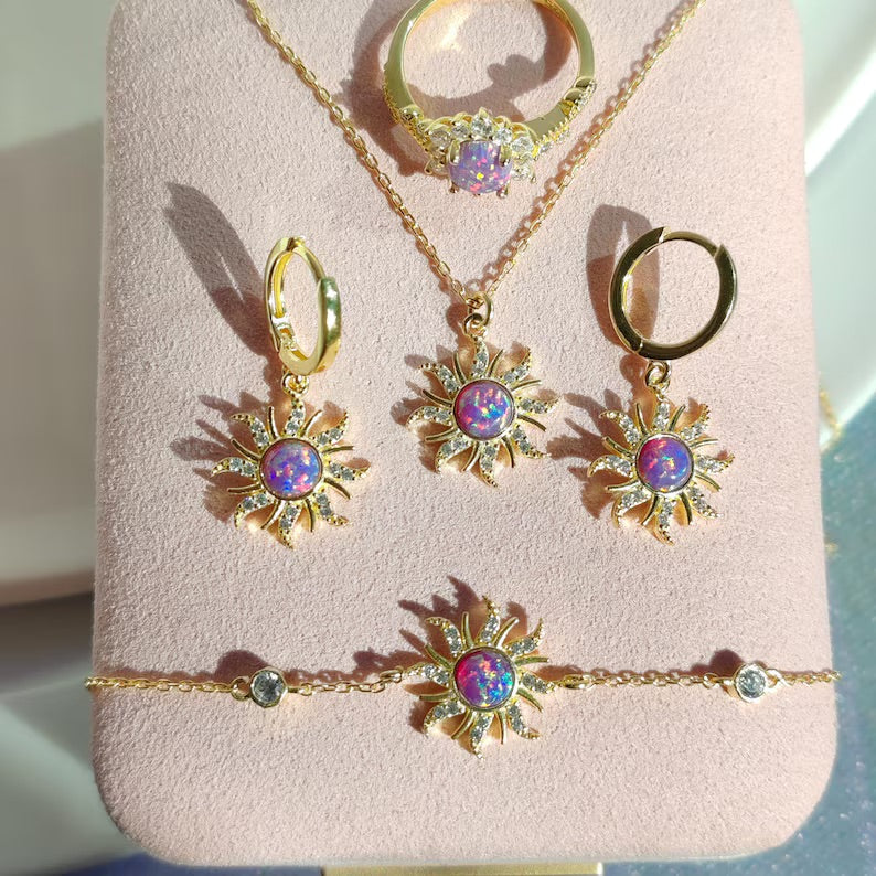Unique purple opal earrings and necklace