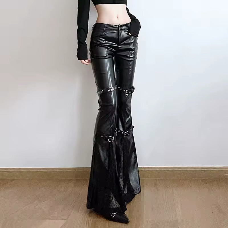 Casual and trendy leather flare pants for daily wear