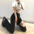 High-Waisted Festival Pants Black Lace