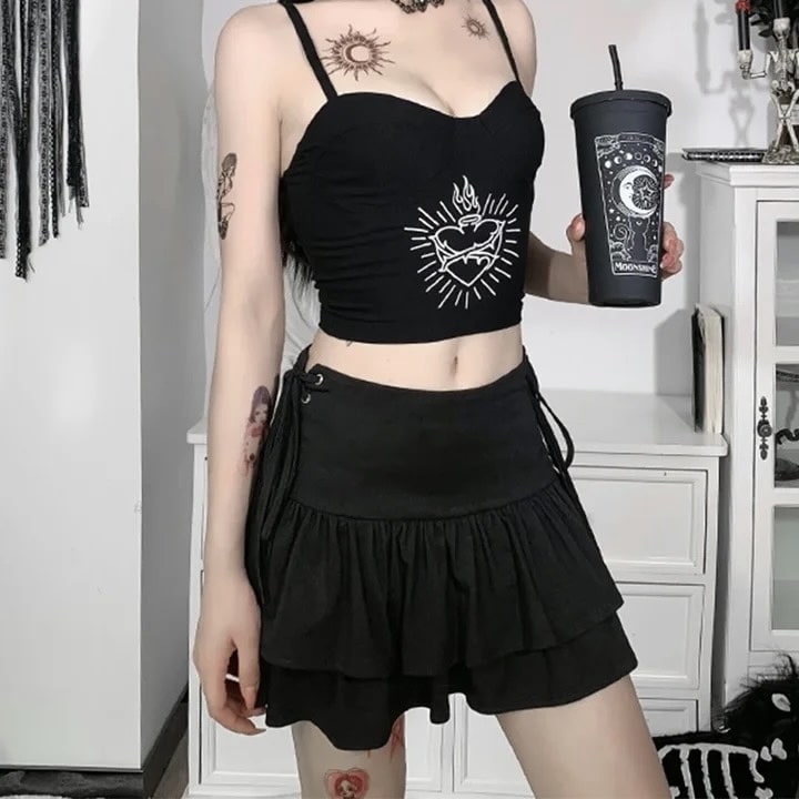 Goth Skirt – High Waist Ruffle Gothic Mini Skirt | Withy Clothing