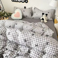 Black plaid bowknot bedding set with aesthetic duvet cover