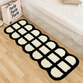 Anti-slip plush floor mat with a checkered pattern for living room