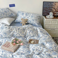 Blue Floral Bedding Set - Double Size, Vintage Room Decor