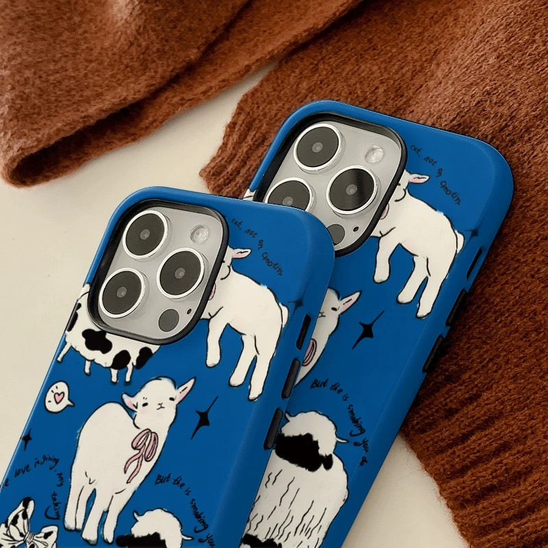 Cute coquette-style little lamb iPhone case in durable acrylic