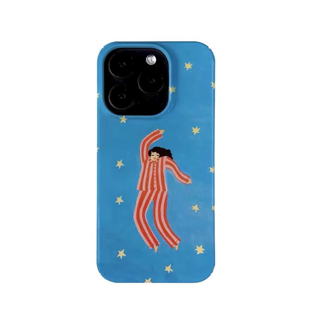 Blue Pajamas Star Girl iPhone Case with glossy silicone finish