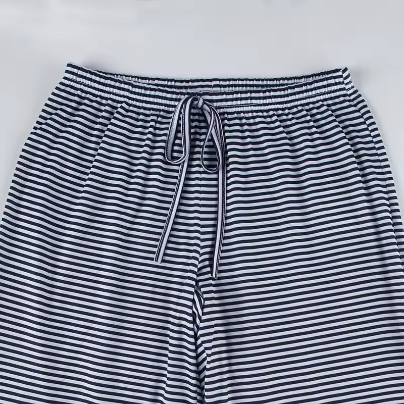 Women’s blue stripe pants for casual streetwear