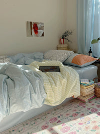 Blue Polka Dot Textured Bedding Set