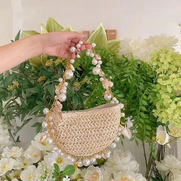 Bohemian pearls beach bag for women