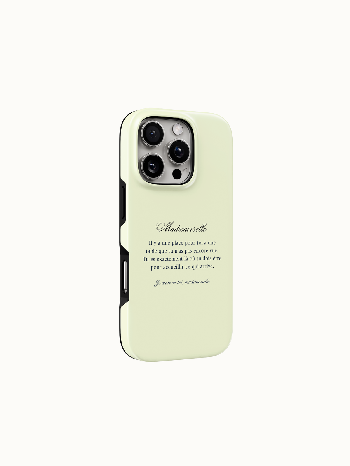 Butter yellow phone case close up of the raised bezel and glossy edge, tough yellow iPhone case by The Feelz
