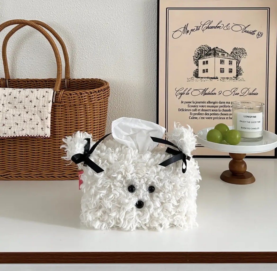 Plush Dog Tissue Box Holder for bathroom decor