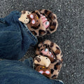 Comfortable leopard print home shoes with plush design