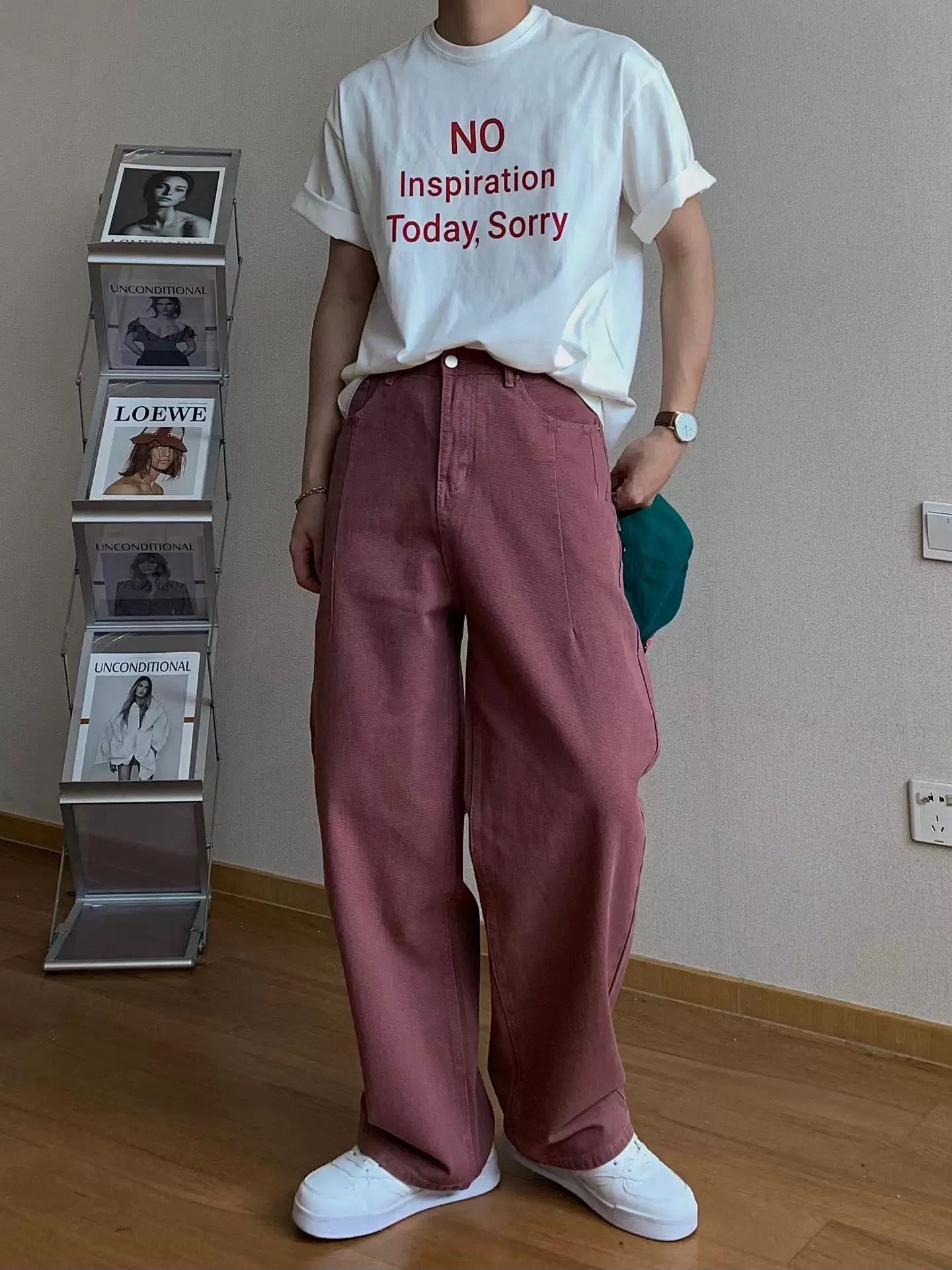 Comfortable and stylish 100% cotton t-shirt with No Inspiration Today Sorry design, great for everyday casual fashion.