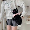 Kawaii black and white cat plush bag for cat lovers