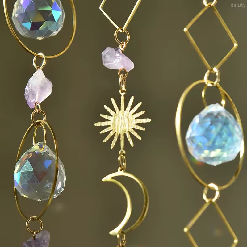 Elegant celestial crystal suncatcher for boho decor lovers