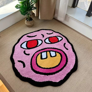 Cherry Bomb pink tufted rug for aesthetic bedroom décor