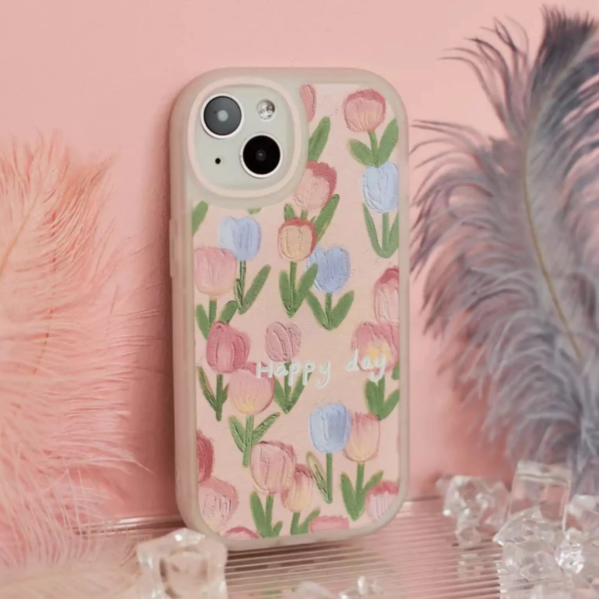 Chic Pink Tulip Phone Case for iPhone 14 Pro Max