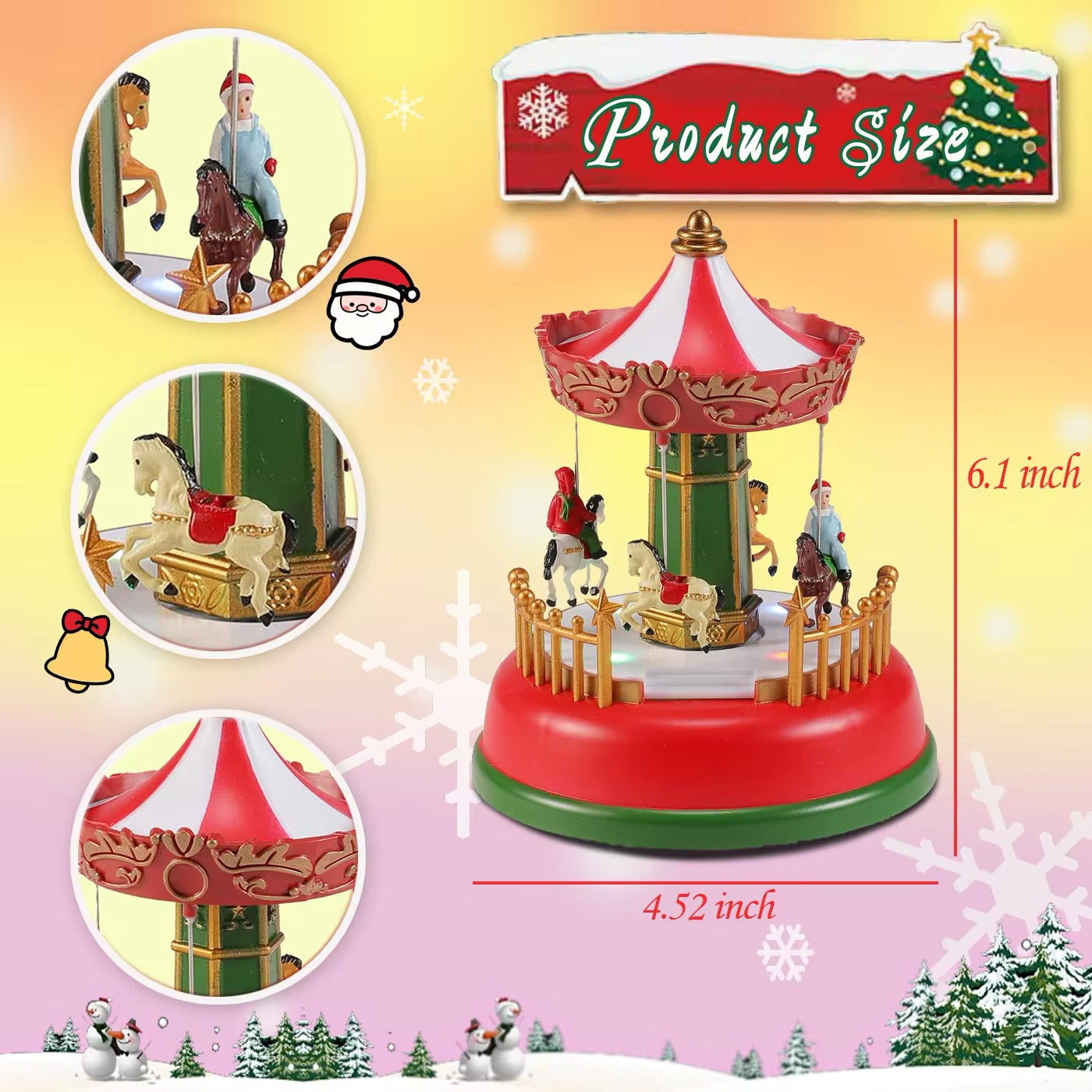 Christmas Ferris Wheel Music Box - Vintage Carousel Decor