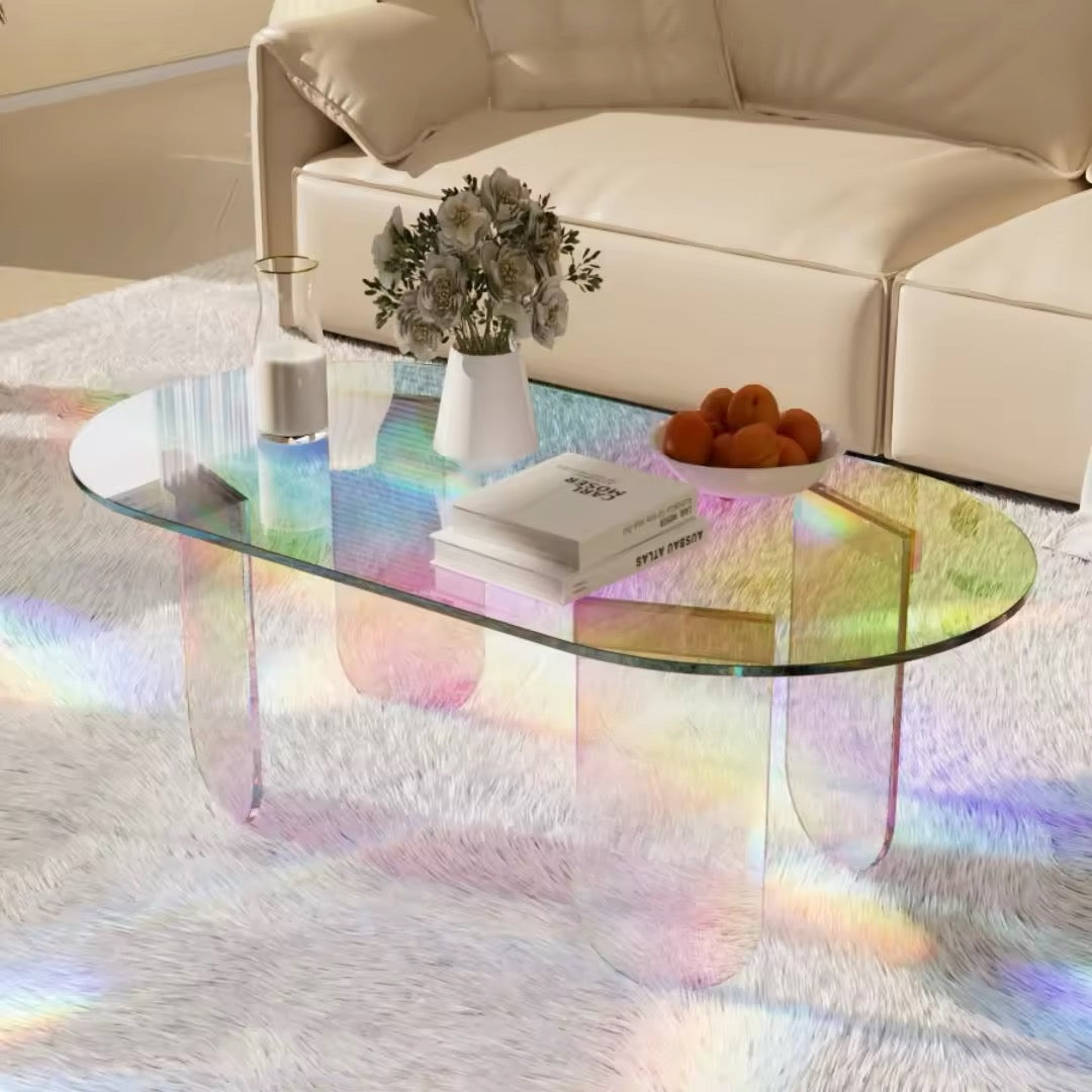 Modern Iridescent Rainbow End Table for Durable Living Room Decor