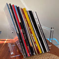 Acrylic vinyl record holder showcasing albums