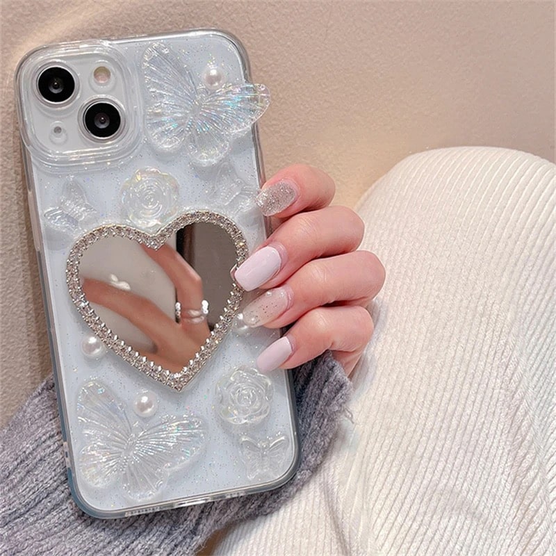 Aesthetic coquette iPhone case gift for her with 3D butterfly design