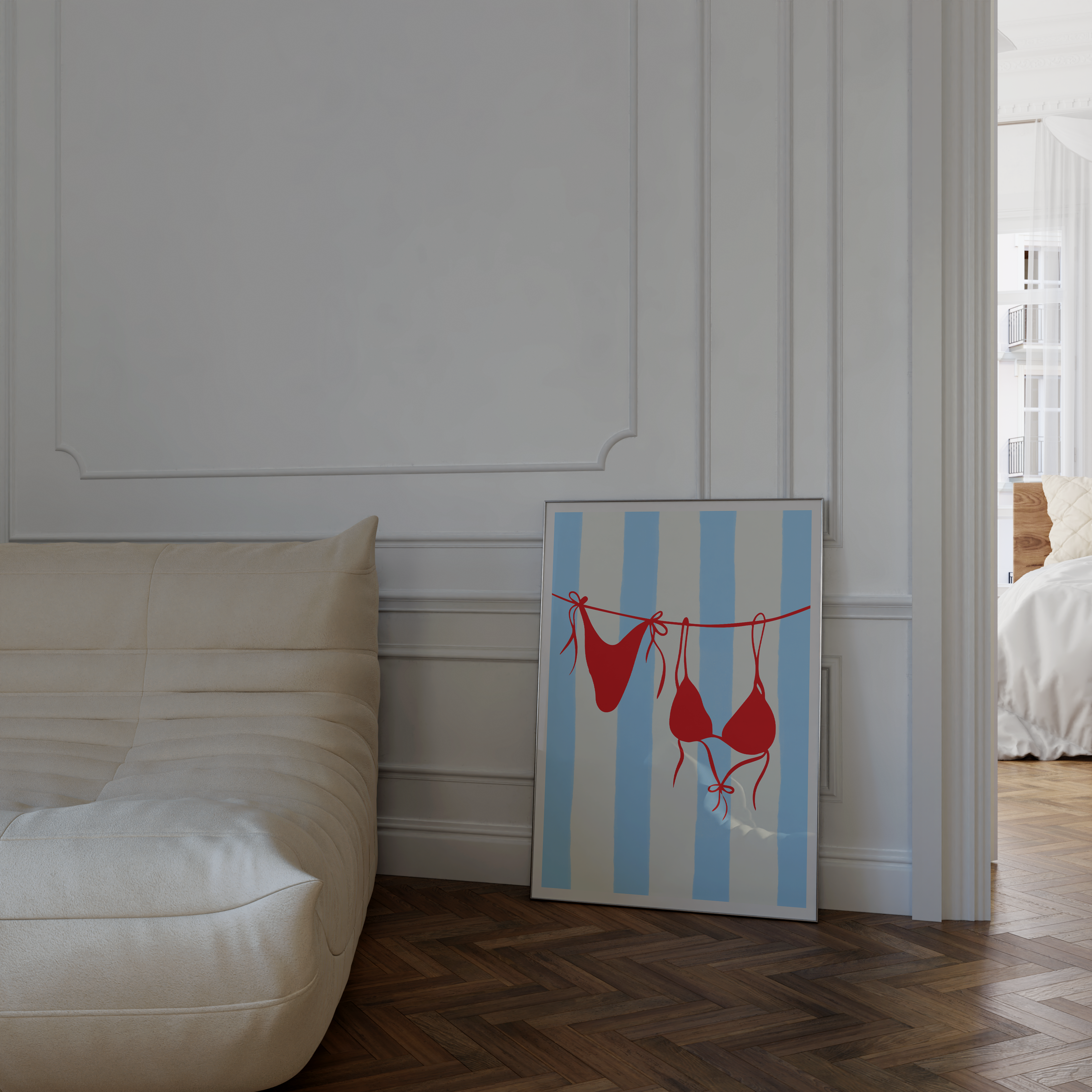 Girly preppy art trio — summer posters for cute, aesthetic bedroom refresh