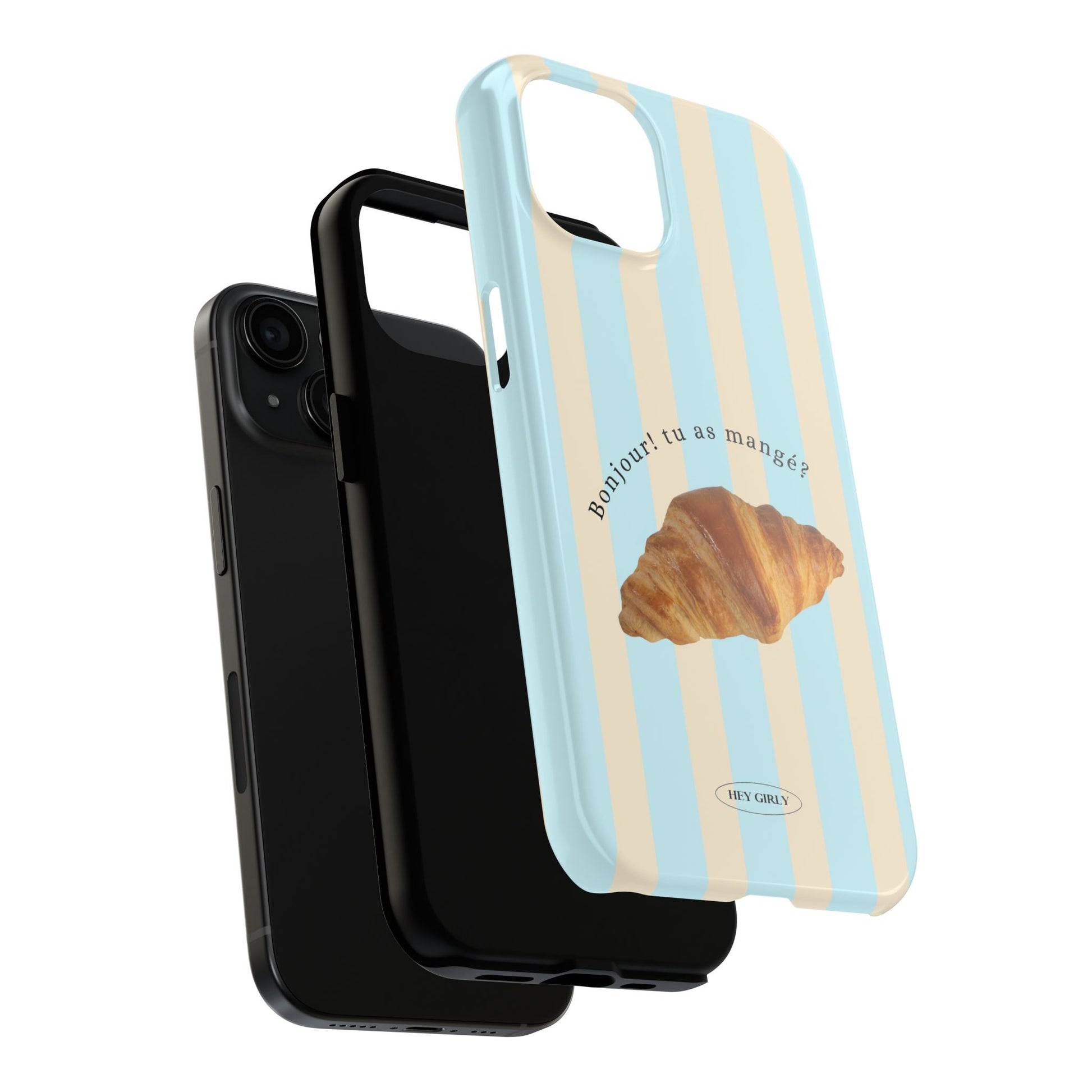 Blue Striped Croissant iPhone Case Blue Striped Croissant iPhone Case
