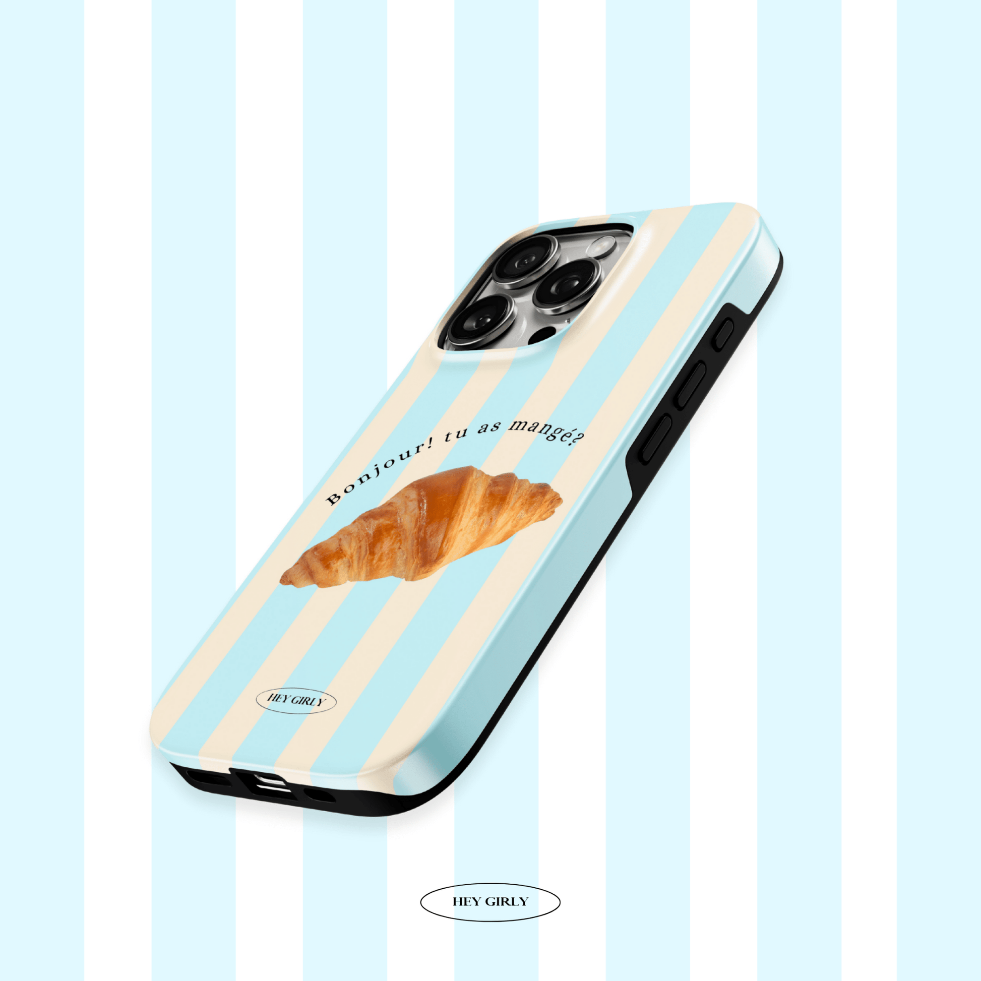 Minimal stripe blue iPhone case with foodie bakery vibe