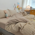 Japanese preppy style gingham bedding