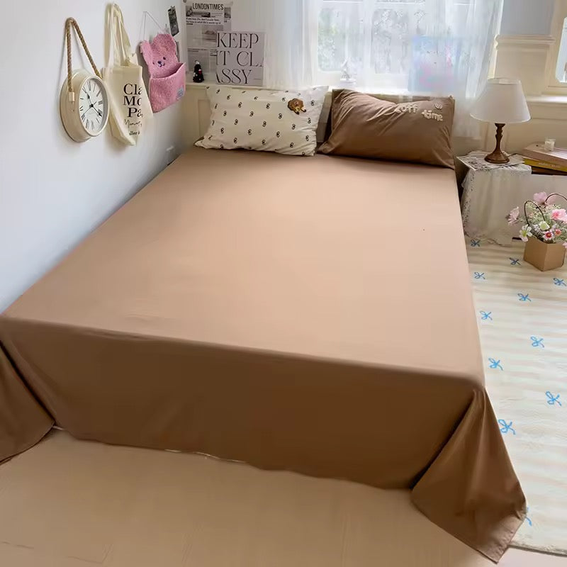 Cartoon coffee cup and pastry embroidery on a soft cotton duvet cover, adding whimsy to your bedroom.