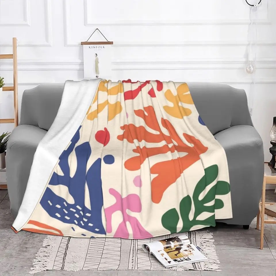 Fauvism-inspired colorful throw for summer bedding and decor